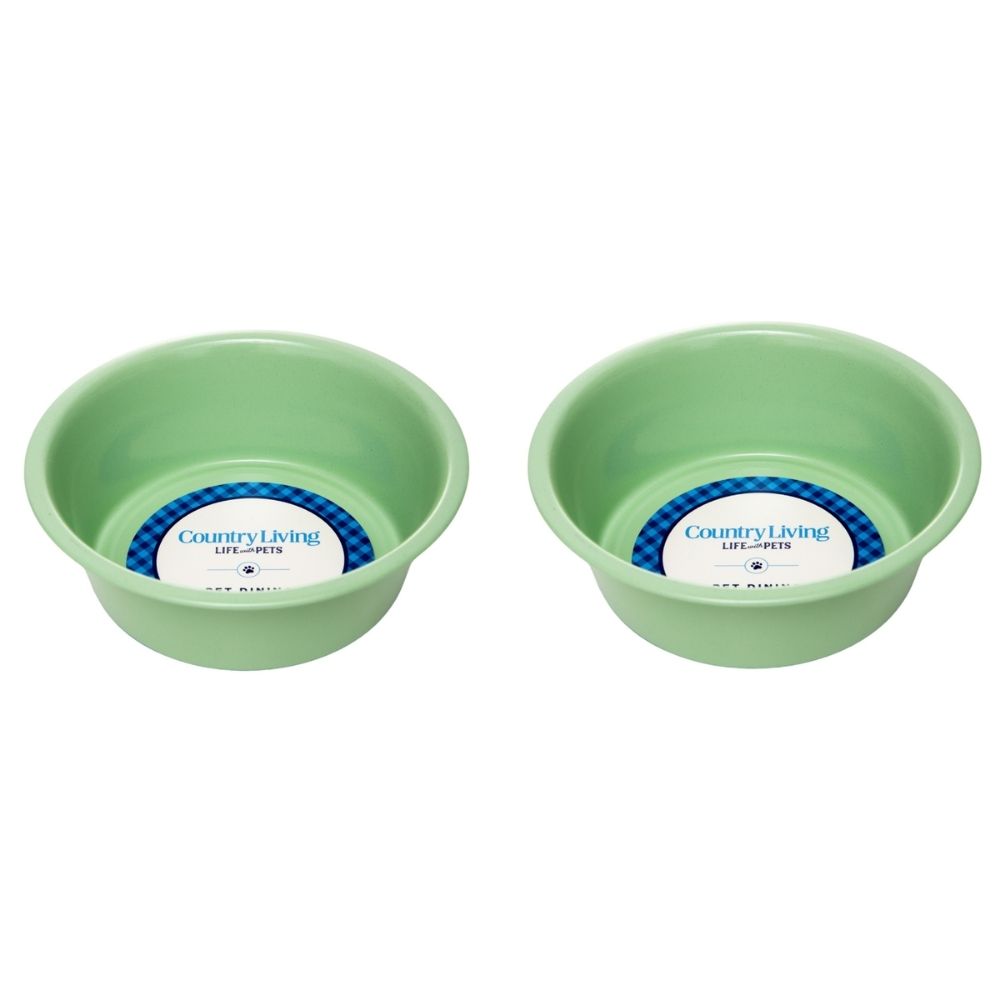 Country Living Set of 2 Coated Stainless Steel Heavy Dog Bowls - Ideal for Medium to Large Breeds Bowl American Pet Supplies