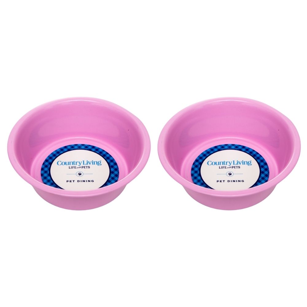 Country Living Set of 2 Coated Stainless Steel Heavy Dog Bowls - Ideal for Medium to Large Breeds Bowl American Pet Supplies
