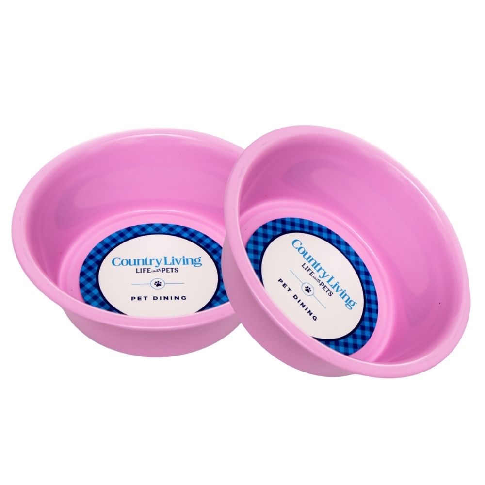 Country Living Set of 2 Coated Stainless Steel Heavy Dog Bowls - Ideal for Medium to Large Breeds Bowl American Pet Supplies