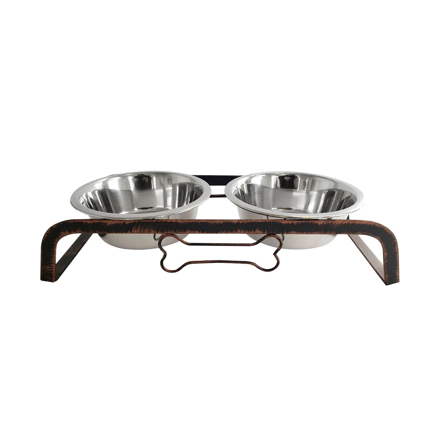 Country Living Rustic Dog Bone Elevated Feeder with 2 Stainless Steel Bowls Elevated Feeders American Pet Supplies