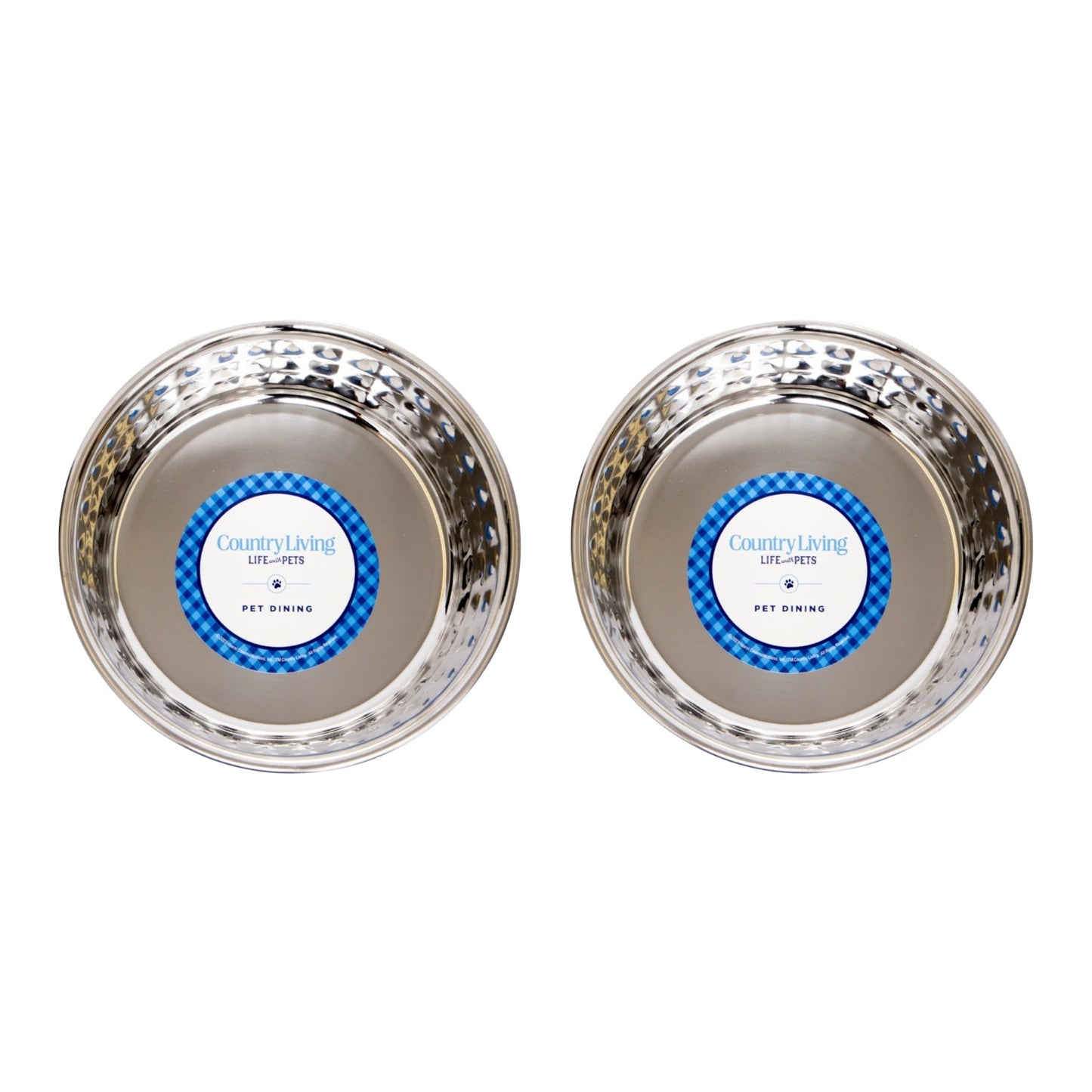 Country Living Set of 2 Hammered Stainless Steel Dog Bowls – Ideal for Extra Large Breeds – Rose Quartz/64oz Bowl American Pet Supplies