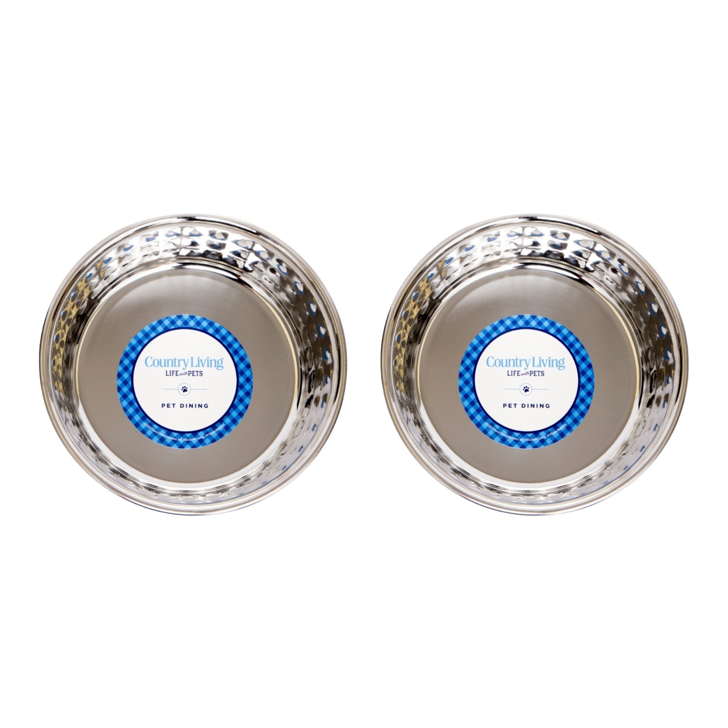 Country Living Set of 2 Hammered Stainless Steel Dog Bowls – Ideal for Extra Large Breeds – Rose Quartz/64oz Bowl American Pet Supplies