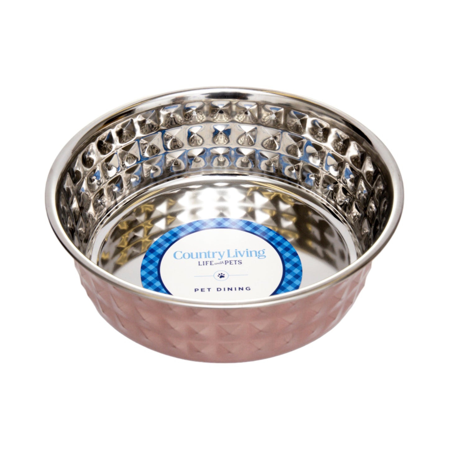 Country Living Set of 2 Hammered Stainless Steel Dog Bowls – Ideal for Extra Large Breeds – Rose Quartz/64oz Bowl American Pet Supplies