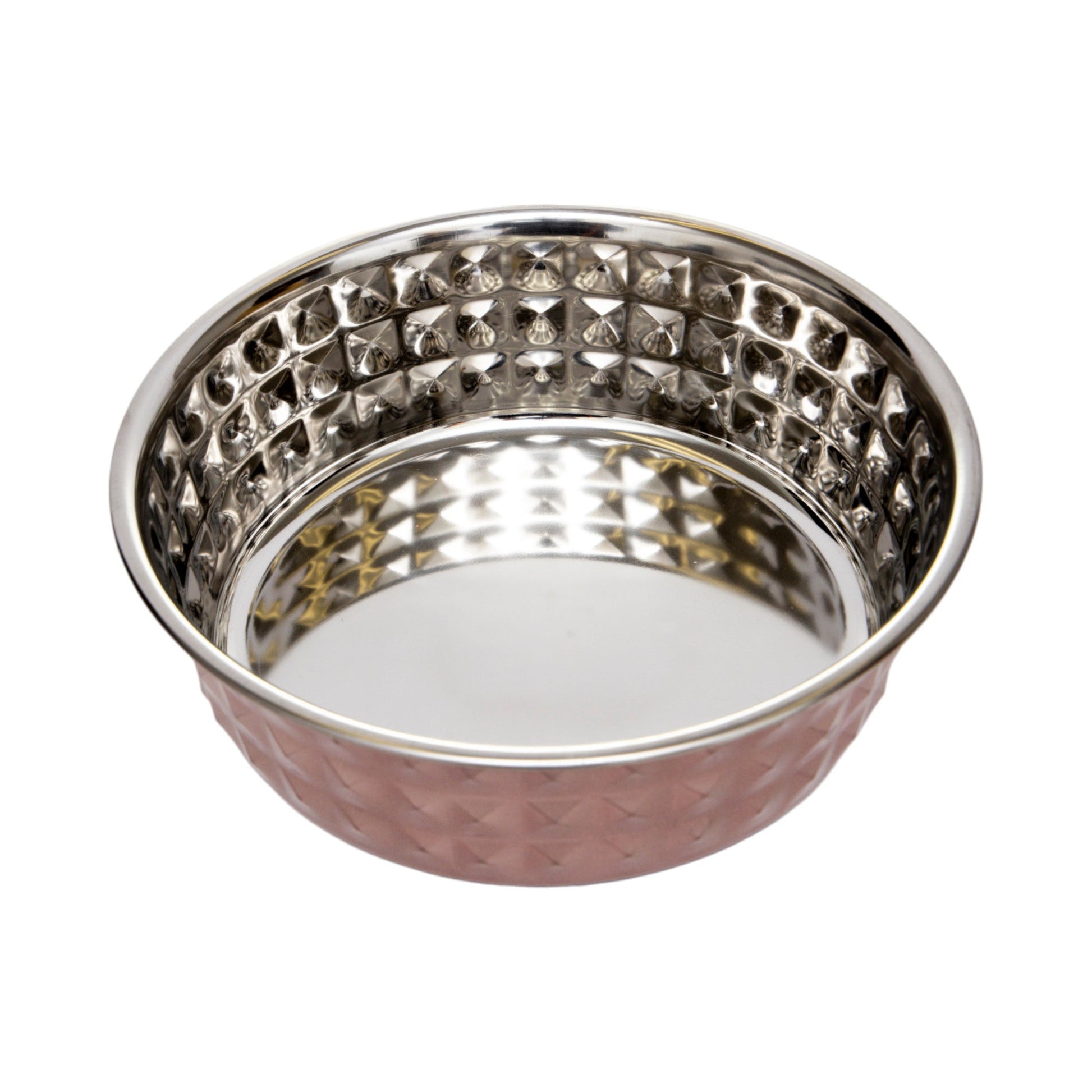 Country Living Set of 2 Hammered Stainless Steel Dog Bowls – Ideal for Extra Large Breeds – Rose Quartz/64oz Bowl American Pet Supplies