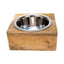 Country Living Elegant Stainless Steel Dog Bowl with Square Mango Wood Holder – 1 Quart Mangowood Bowls American Pet Supplies