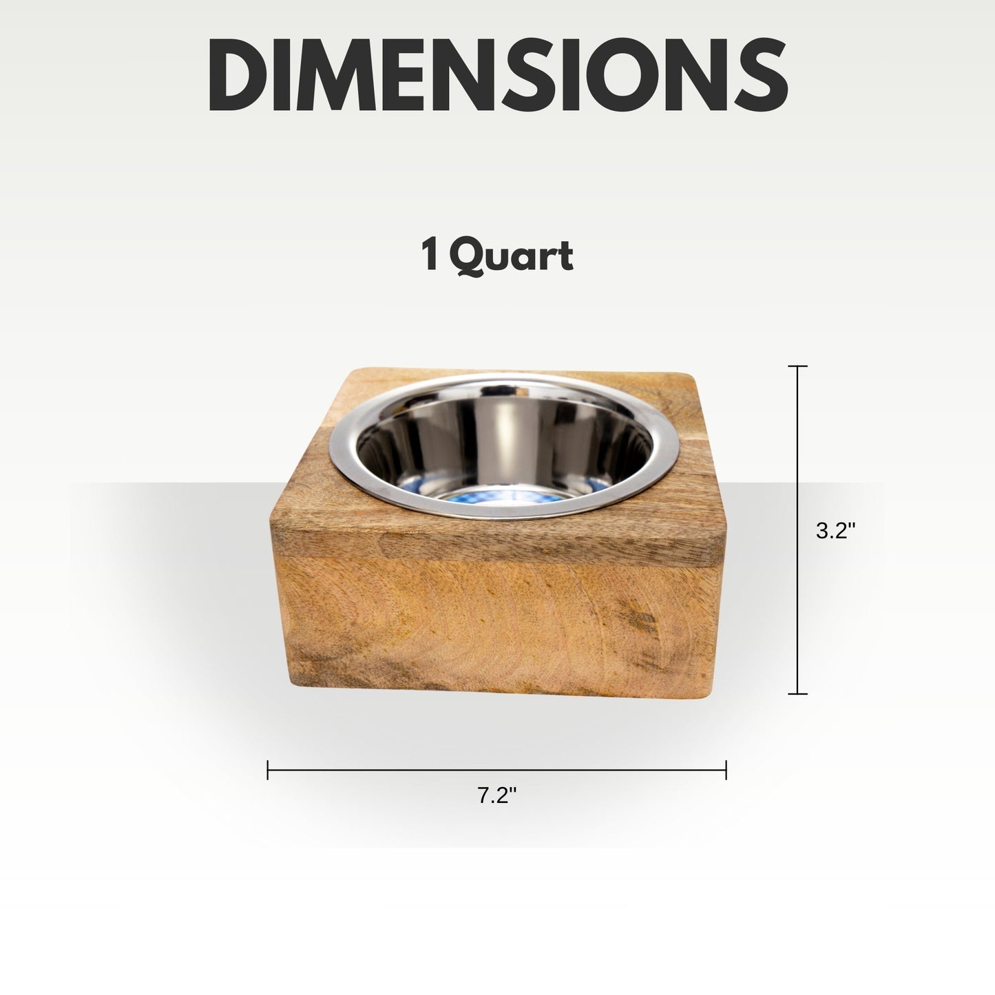 Country Living Elegant Stainless Steel Dog Bowl with Square Mango Wood Holder – 1 Quart Mangowood Bowls American Pet Supplies