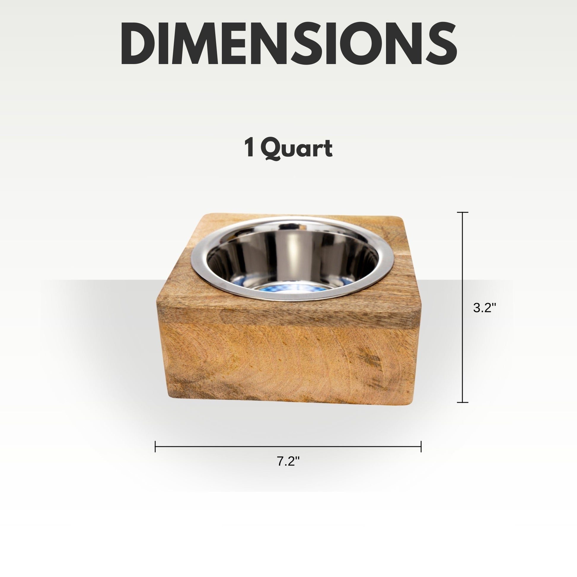 Country Living Elegant Stainless Steel Dog Bowl with Square Mango Wood Holder – 1 Quart Mangowood Bowls American Pet Supplies
