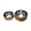 Country Living Stainless Steel Dog Bowl with Cylindrical Mango Wood Holder Mangowood Bowls American Pet Supplies