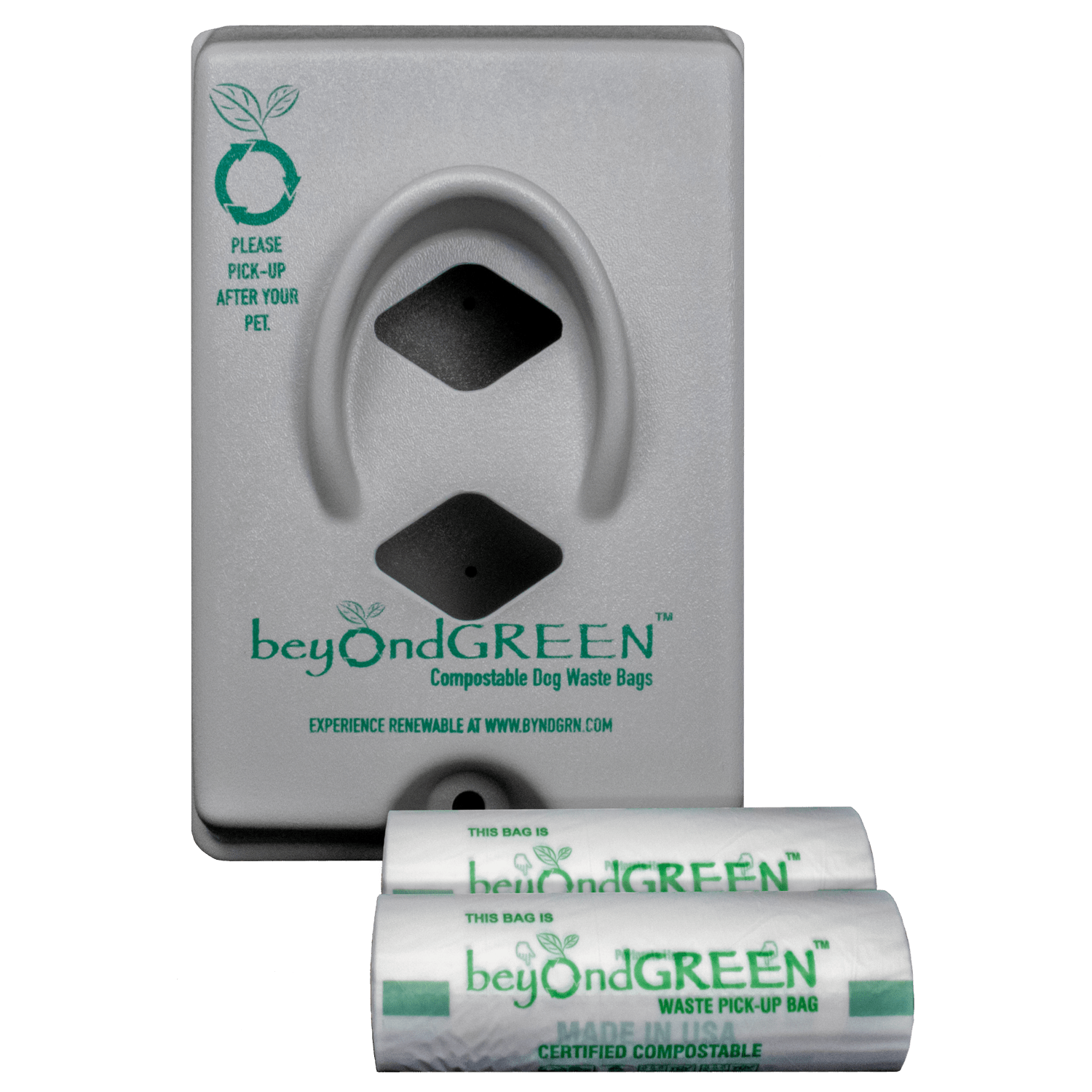Dog Poop Bag Dispenser – Wall & Pole Mount | Dog Waste Station | Front-Load | Made in USA | beyondGREEN Poop Bag Dispenser beyondGREEN biotech™