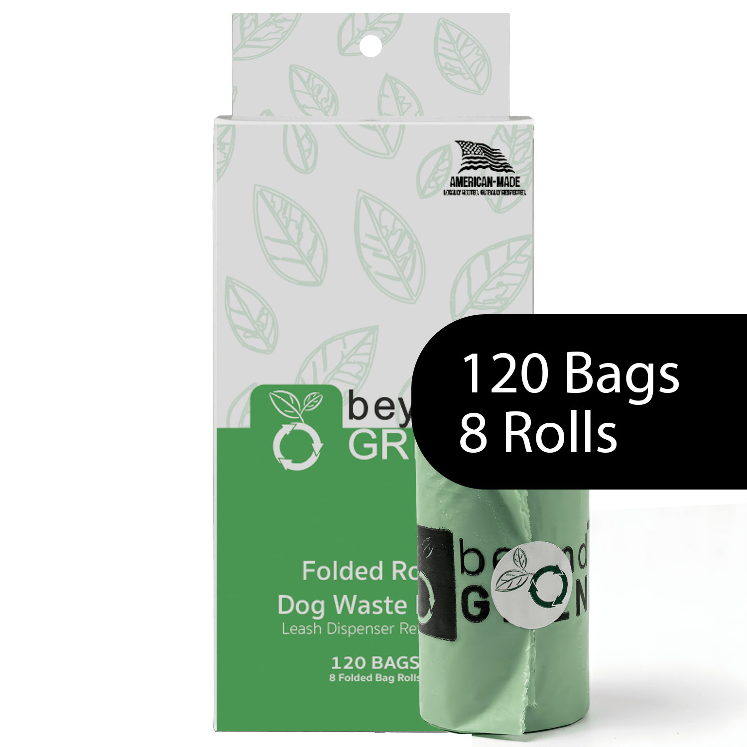 Dog Poop Bags – Poop Bags – Dog Bags | Folded Rolls 9" x 12" | Leak-Resistant | Made in USA | beyondGREEN 120 Count Dog Waste Bags beyondGREEN biotech™