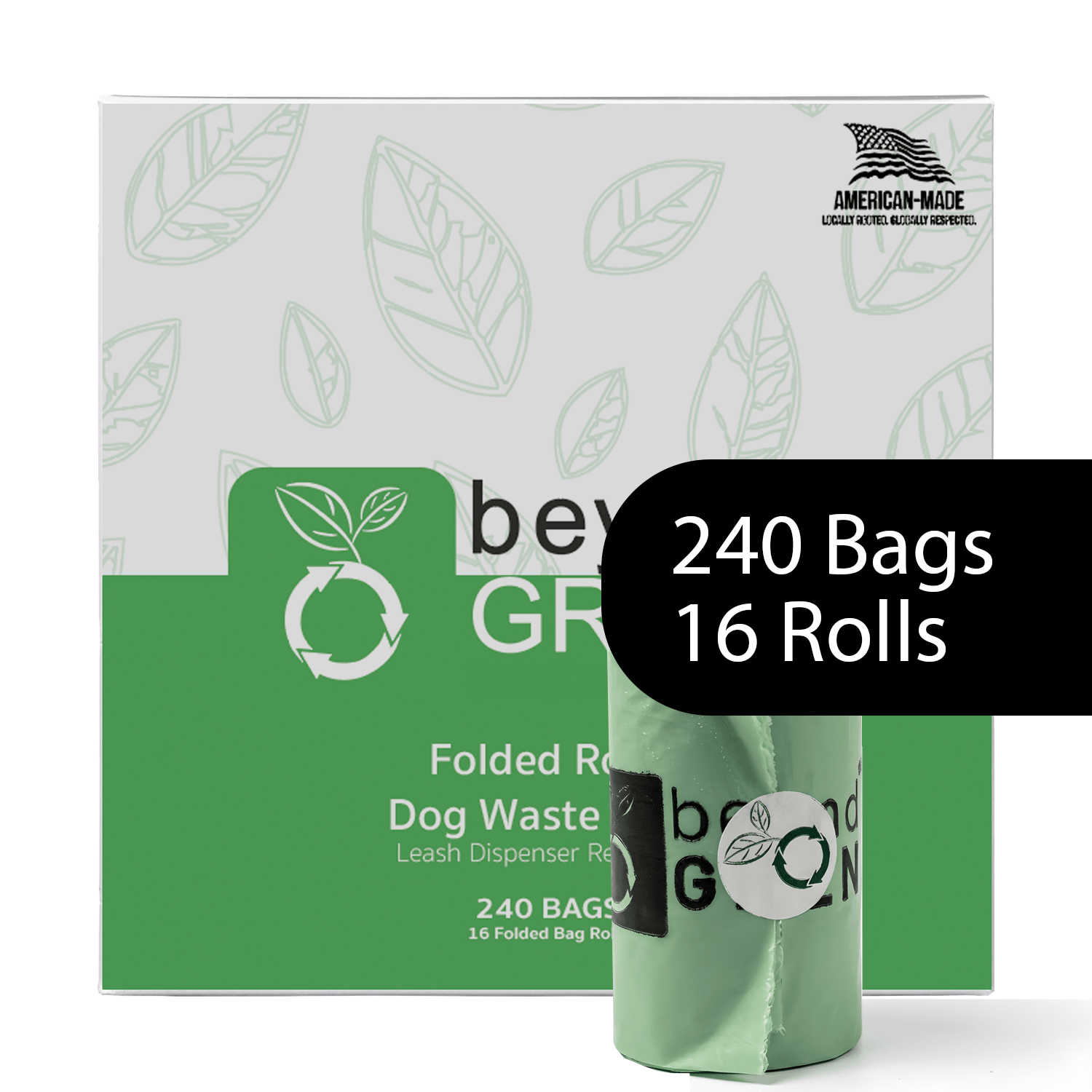 Dog Poop Bags – Poop Bags – Dog Bags | Folded Rolls 9" x 12" | Leak-Resistant | Made in USA | beyondGREEN 240 Count Dog Waste Bags beyondGREEN biotech™
