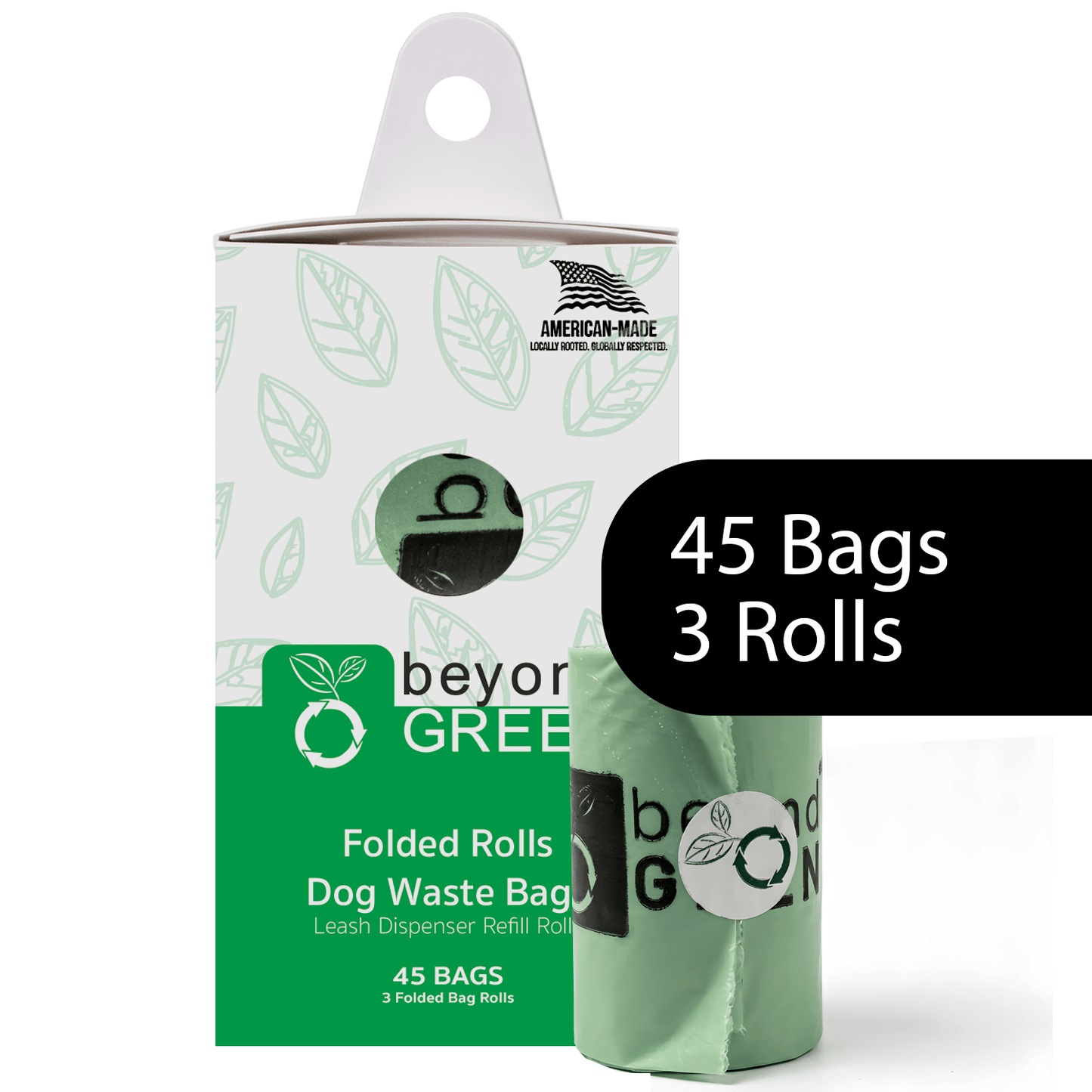 Dog Poop Bags – Poop Bags – Dog Bags | Folded Rolls 9" x 12" | Leak-Resistant | Made in USA | beyondGREEN 45 Count Dog Waste Bags beyondGREEN biotech™