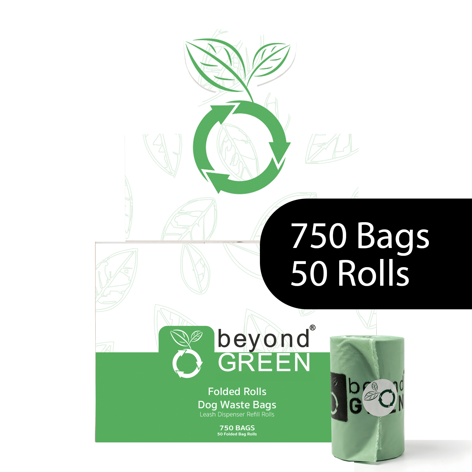 Dog Poop Bags – Poop Bags – Dog Bags | Folded Rolls 9" x 12" | Leak-Resistant | Made in USA | beyondGREEN 750 Count Dog Waste Bags beyondGREEN biotech™
