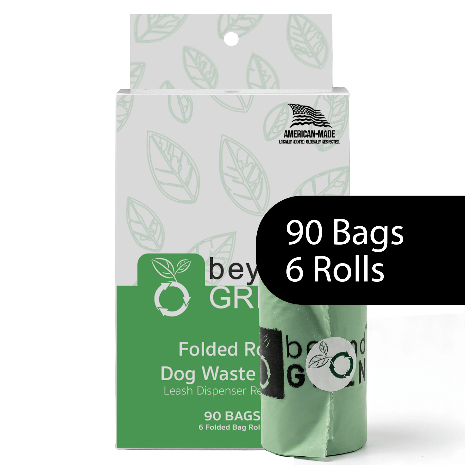Dog Poop Bags – Poop Bags – Dog Bags | Folded Rolls 9" x 12" | Leak-Resistant | Made in USA | beyondGREEN 90 Count Dog Waste Bags beyondGREEN biotech™