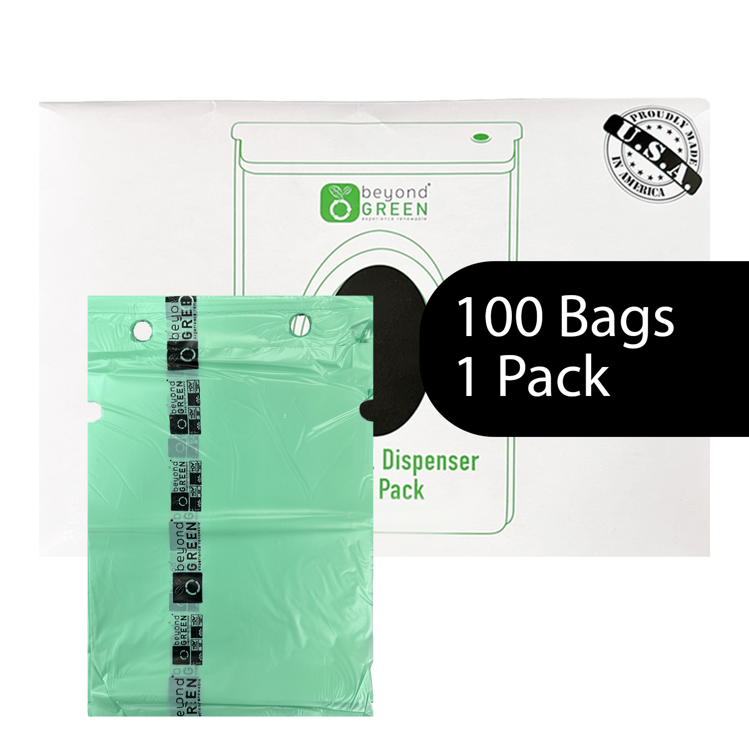 Dog Waste Station Bags – Single-Pull Refill 9" x 13" | Park Dispenser Compatible | Made in USA | beyondGREEN 1 Pack - 100 Bags Dog Waste Bags beyondGREEN biotech™