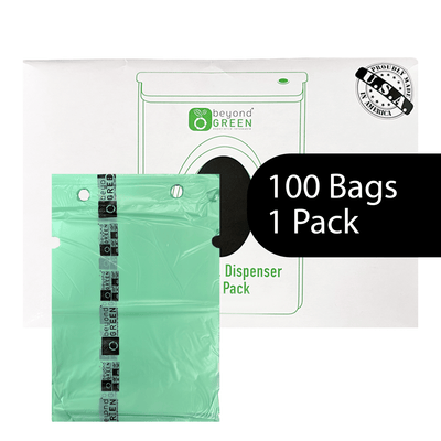 Dog Waste Station Bags – Single-Pull Refill 9" x 13" | Park Dispenser Compatible | Made in USA | beyondGREEN 1 Pack - 100 Bags Dog Waste Bags beyondGREEN biotech™