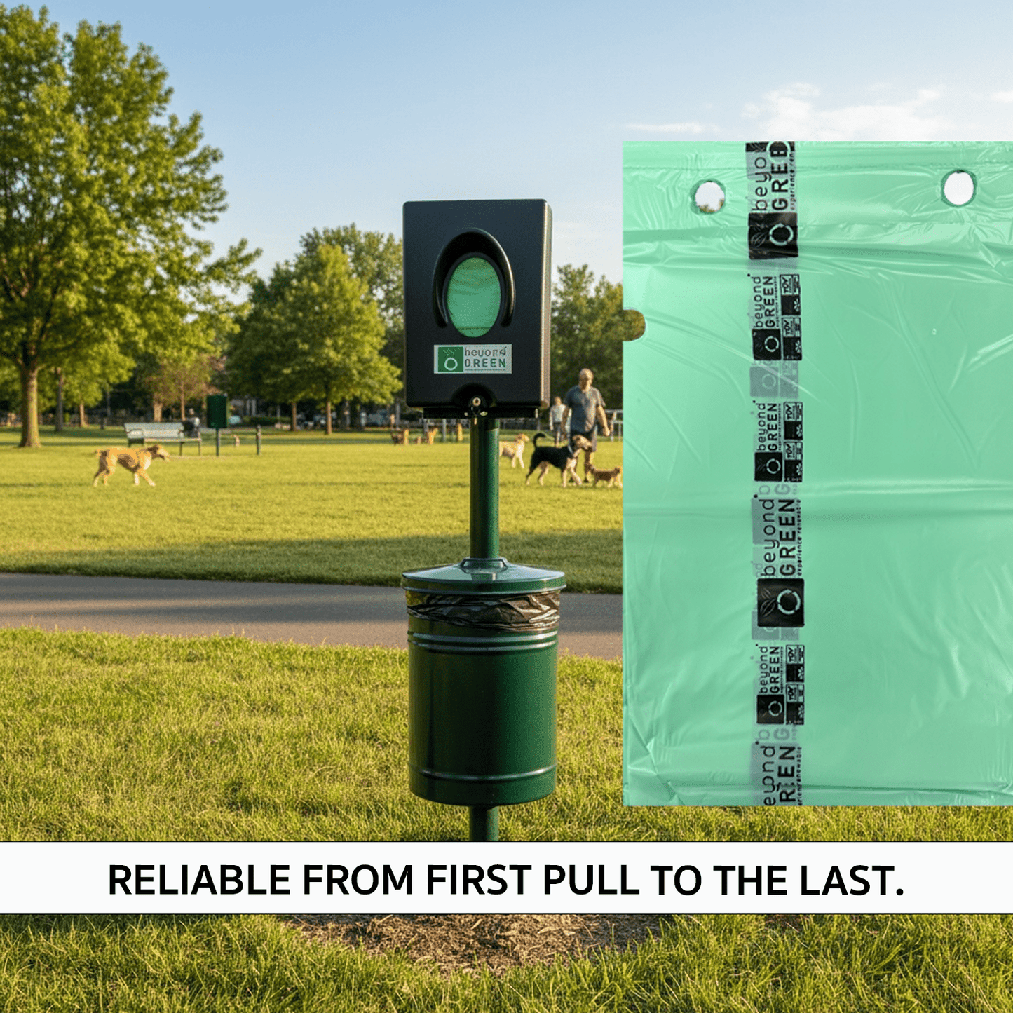 Dog Waste Station Bags – Single-Pull Refill 9" x 13" | Park Dispenser Compatible | Made in USA | beyondGREEN Dog Waste Bags beyondGREEN biotech™
