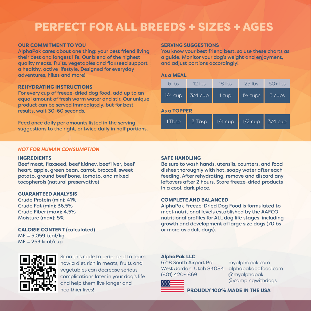 PREMIUM RAW FREEZE DRIED DOG FOOD BEEF freeze dried dog food Alpha Pak
