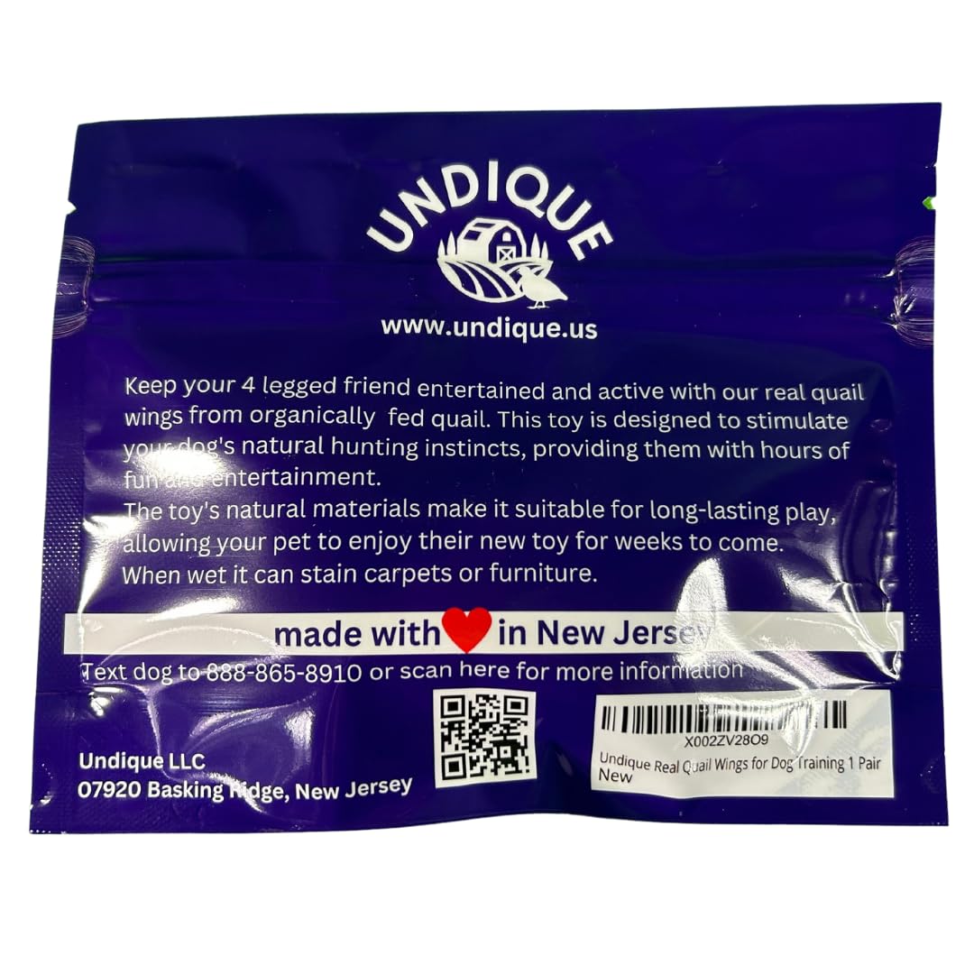 Premium Quail Wings for Dog Training - 1 Pair, Authentic Bird Scent from US Farms, Ideal for Scent and Hunting Training Quailz.com by Undique LLC