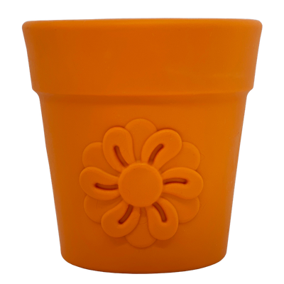 Large Flower Pot eCup Dog Treat Dispenser | Durable USA-Made Enrichment Toy | SodaPup Flower Pot - Terra Cotta Orange Rubber Dog Toys SodaPup/True Dogs, LLC