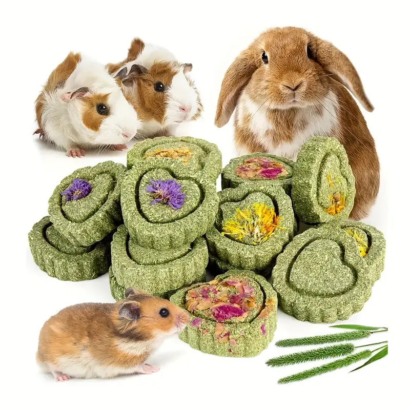 Natural Timothy Hay and Flowers Teething Toys: Suitable For Hamsters, Rabbits, Mice And Other Small Animals rabbit treat Dahlia Pets