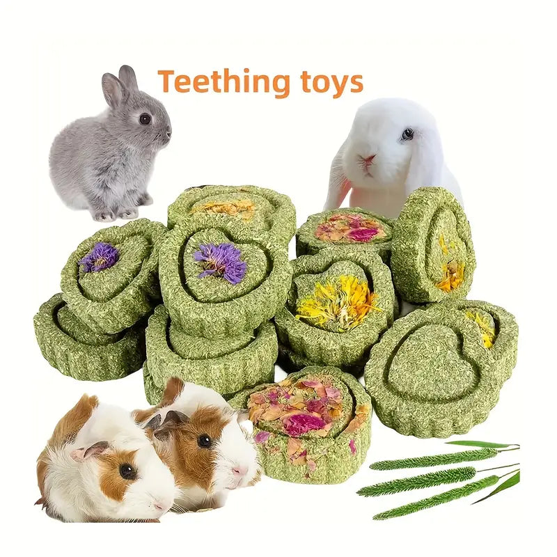 Natural Timothy Hay and Flowers Teething Toys: Suitable For Hamsters, Rabbits, Mice And Other Small Animals rabbit treat Dahlia Pets