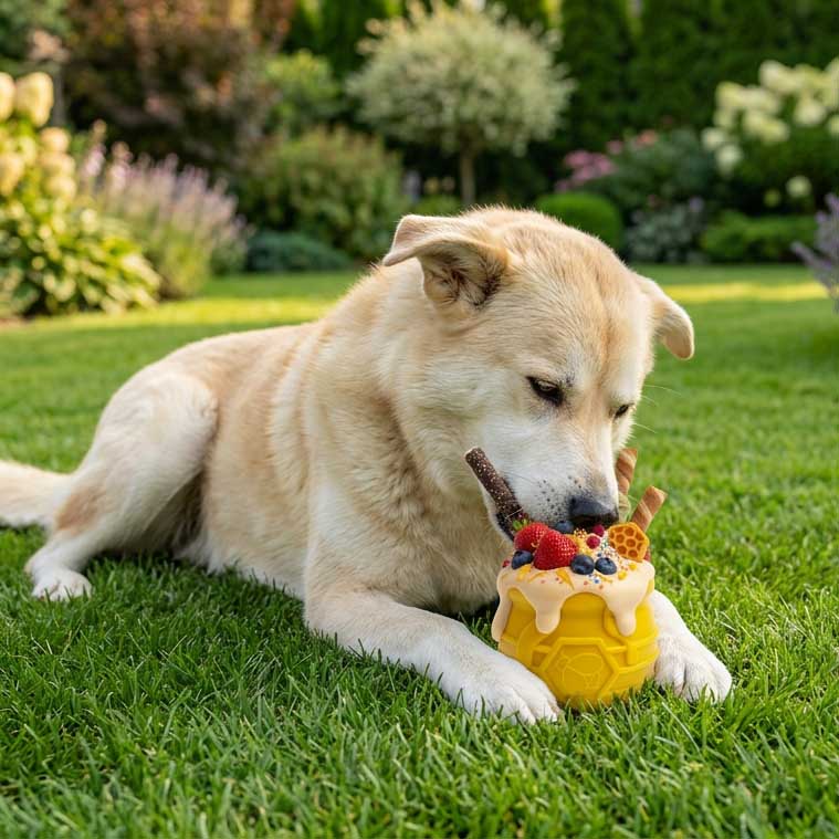 Honey Pot Dog eCup Treat Dispenser | Durable PUP-X Rubber Enrichment Toy | USA Made Rubber Dog Toys SodaPup/True Dogs, LLC