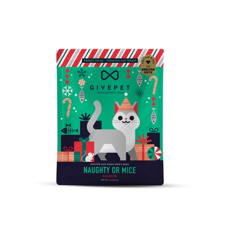 GivePet Holiday Cat Treats Naughty or Mice 1oz Cat Treats and Catnip GivePet