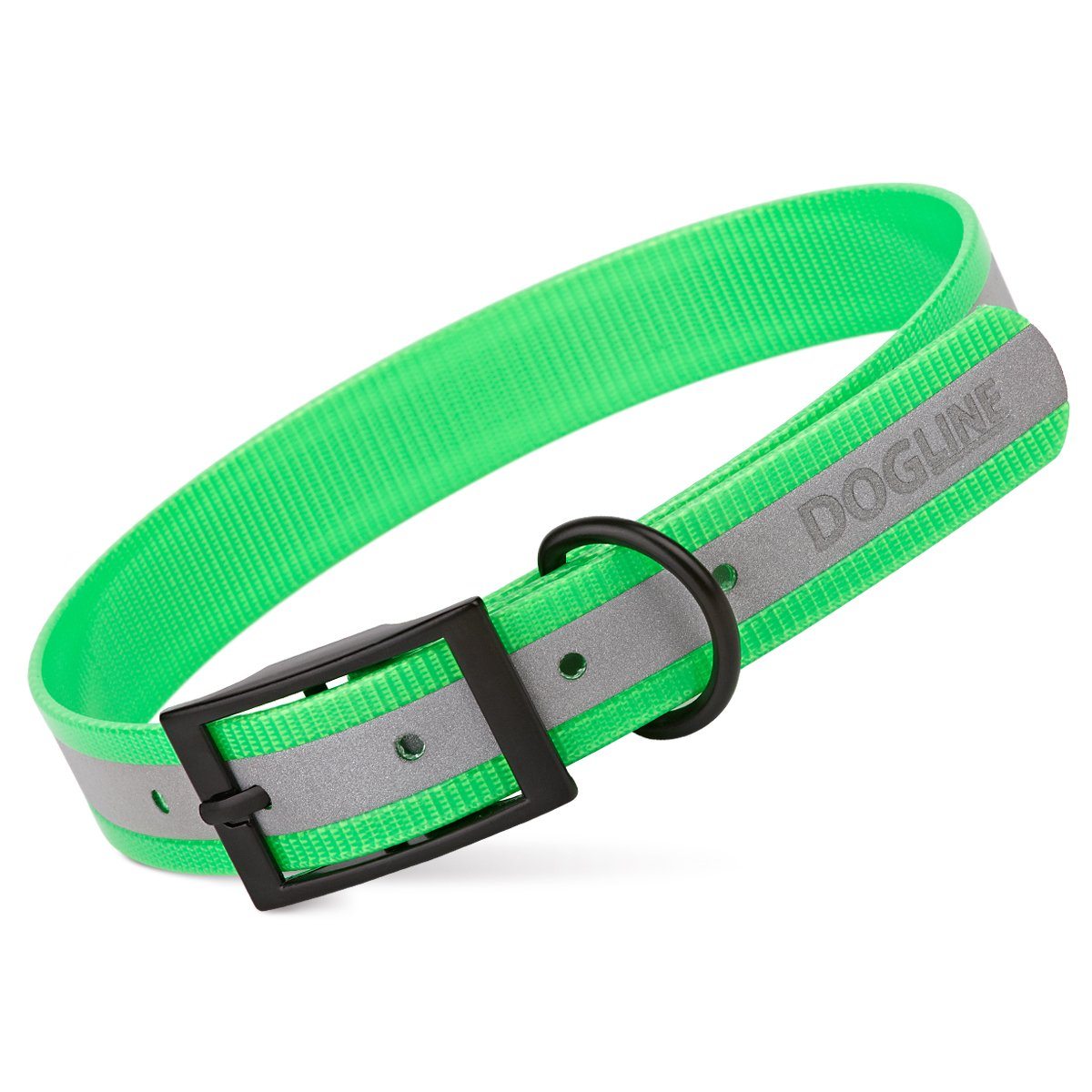 Biothane Translucent Reflective Dog Collar Green Dog Collars Dogline