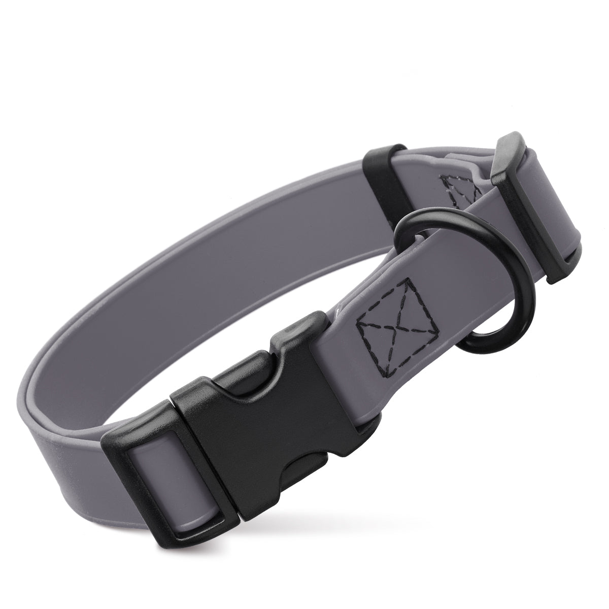 Dogline Biothane Waterproof Dog Collar with Quick Release Buckle Battleship Gray Dog Collars Dogline