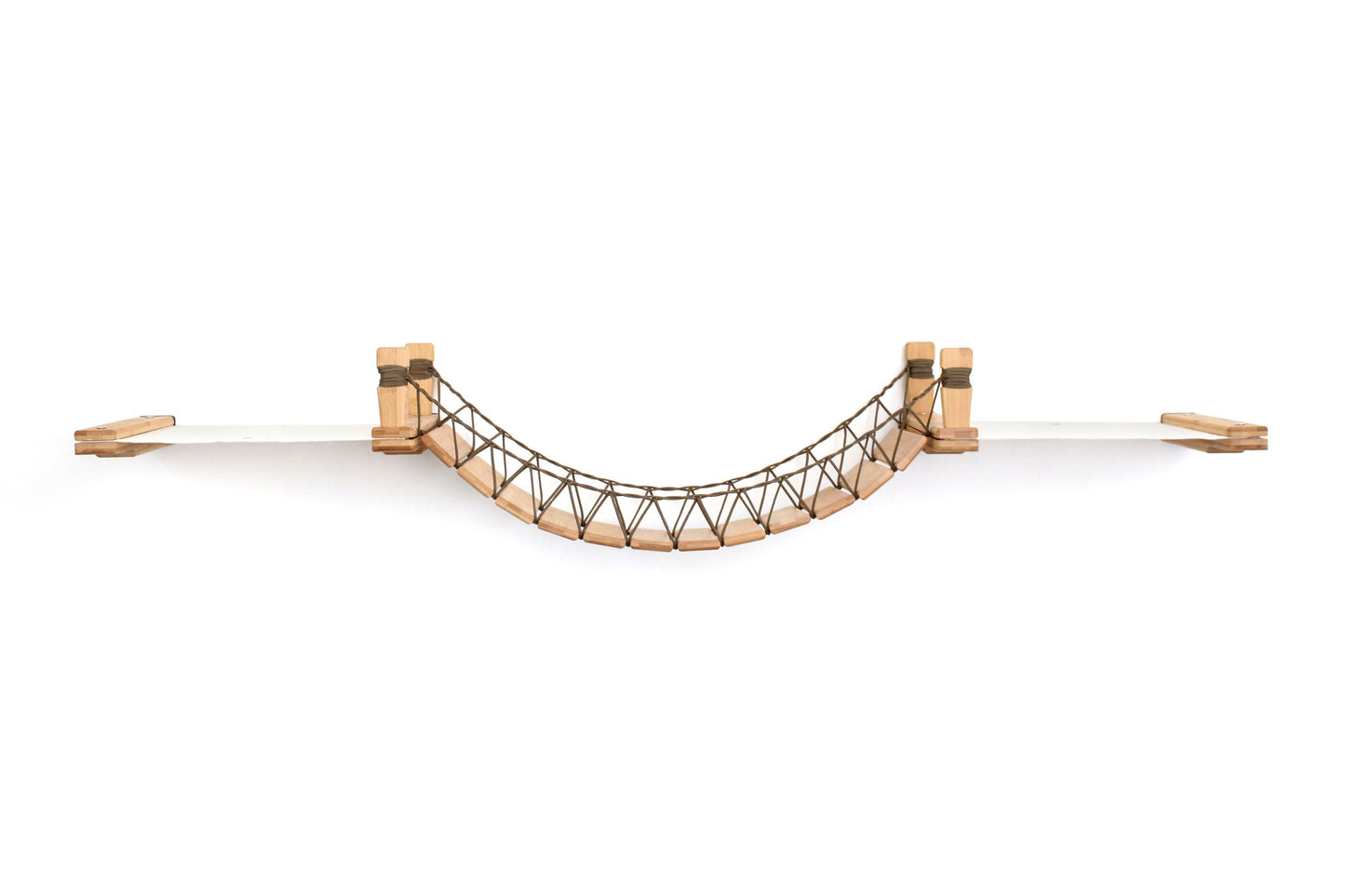 Double Cat Hammock and Climbing Bridge Combo Natural Bamboo Natural Canvas 34" Cat Bridge Catastrophic Creations