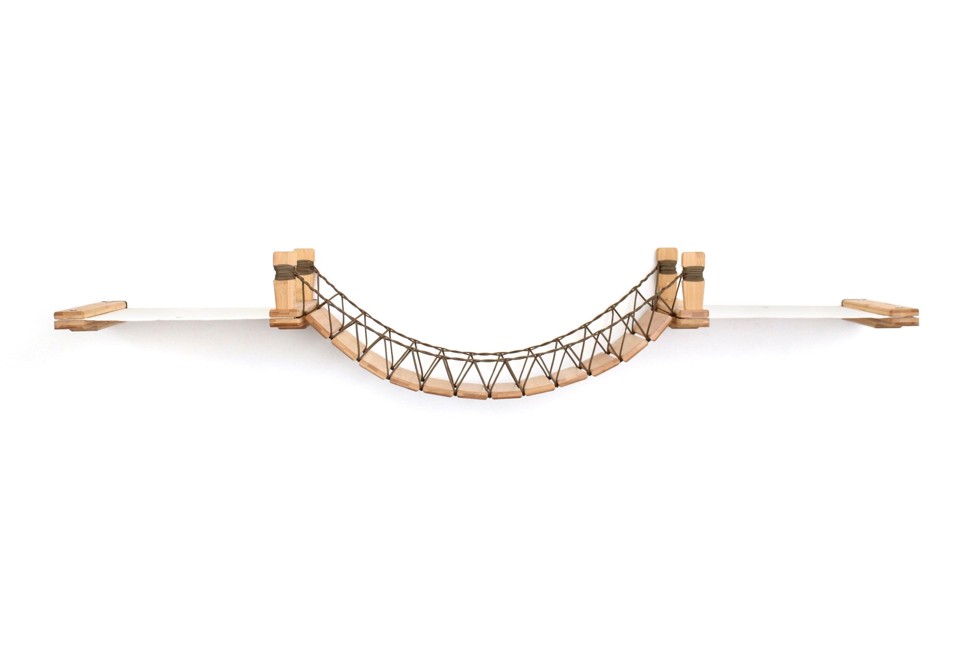 Double Cat Hammock and Climbing Bridge Combo Natural Bamboo Natural Canvas 34" Cat Bridge Catastrophic Creations