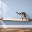 Hanging Cat Bed Hammock English Chestnut Bamboo Natural Canvas 34" Cat Hammock Catastrophic Creations