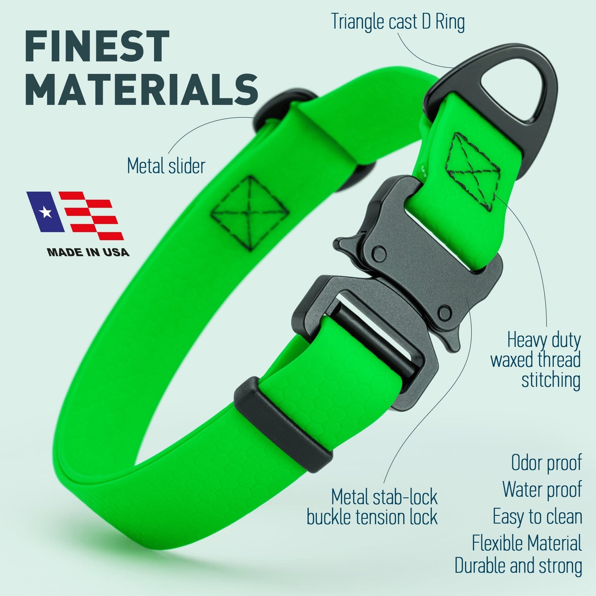 Waterproof Dog Collar with Metal Stab-Lock Buckle Dog Collars Dogline