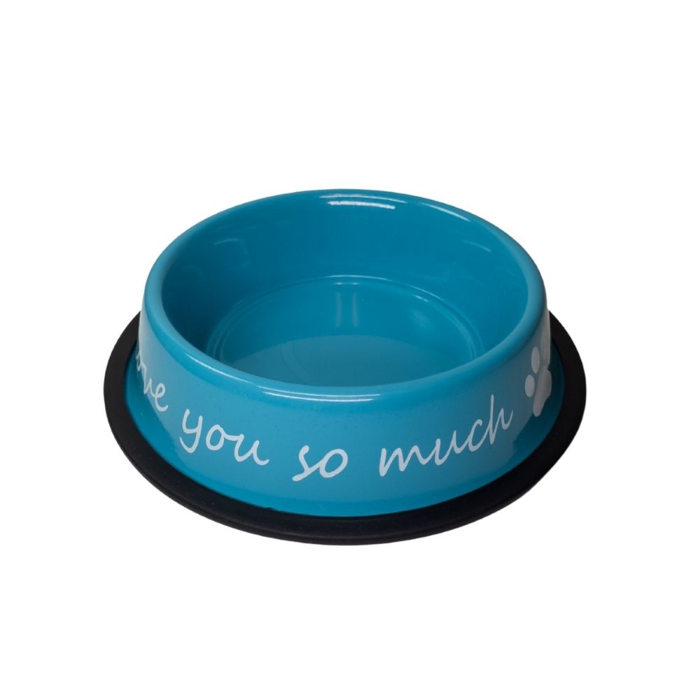 I LOVE YOU SO MUCH Modern Stainless Steel Dog Bowl – 24oz Blue Pet Suppplies American Pet Supplies