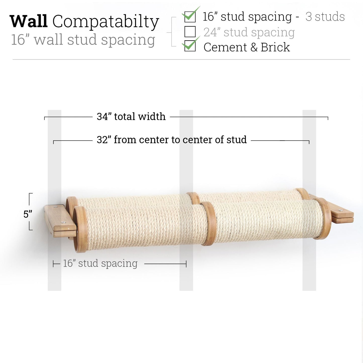 Horizontal Scratching Post for Cats Natural Bamboo 2-Tier Double Cat Scratcher Catastrophic Creations