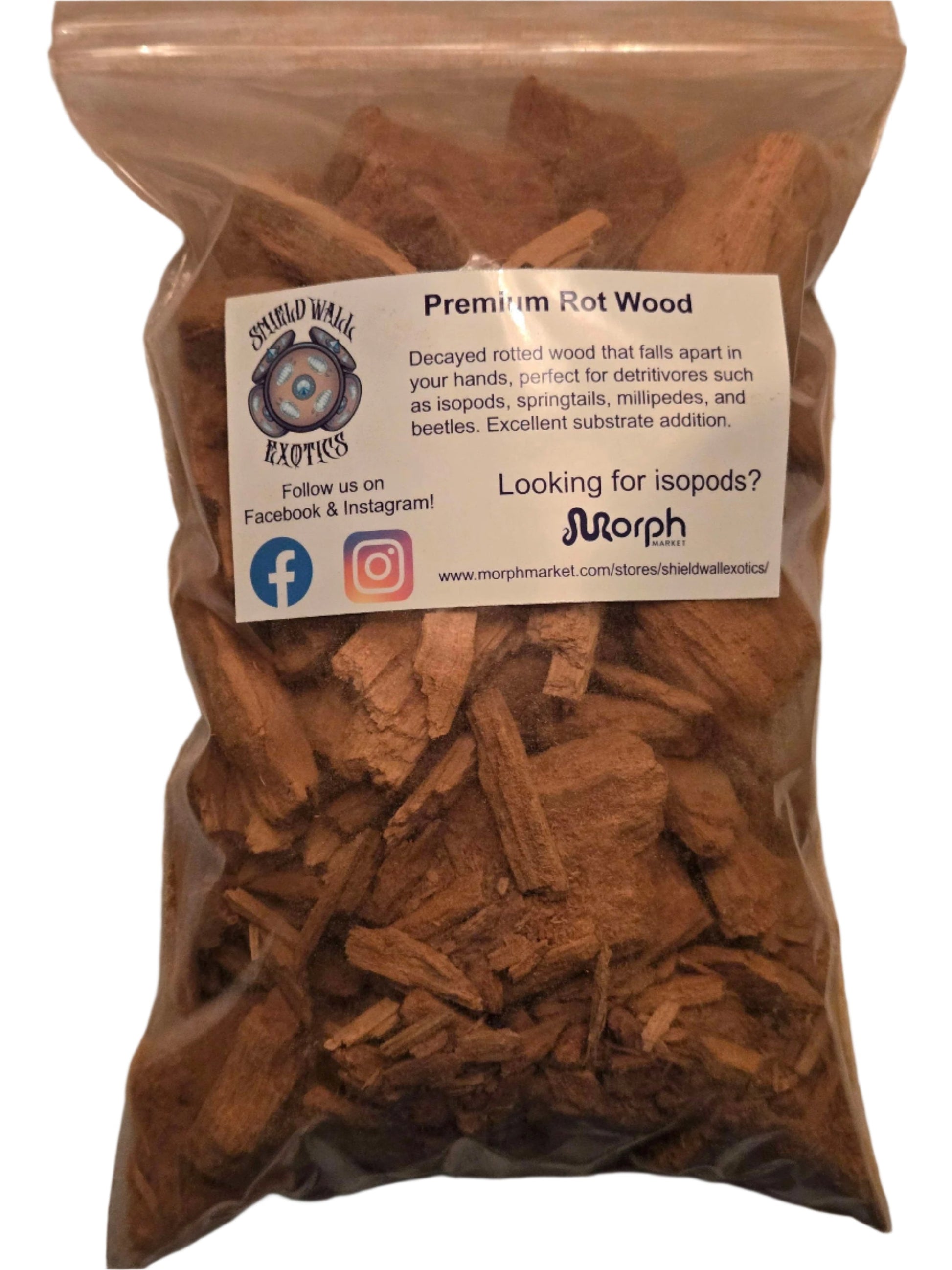 Premium White Rot Wood Bioactive Terrarium Food & Substrate Additive Shield Wall Exotics