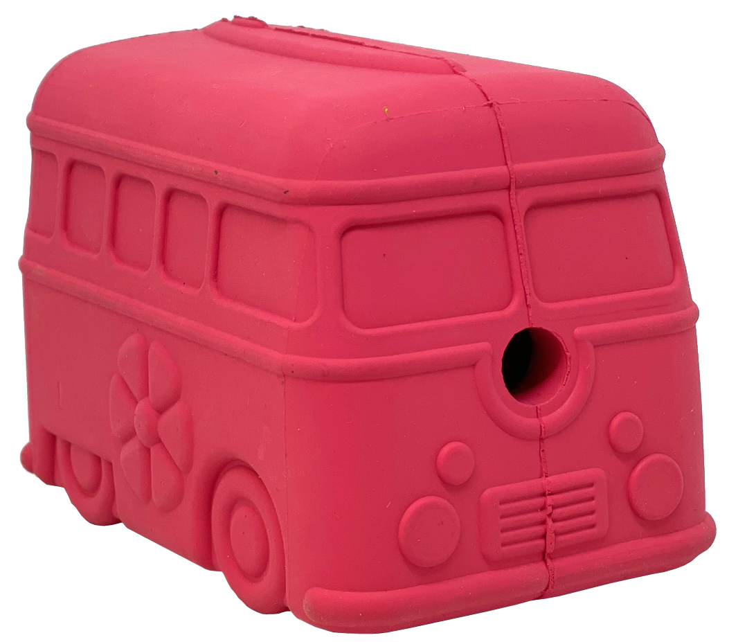 Surf's Up! Retro Van Dog Toy - Durable Chew Toy for Large Dogs | USA Made Surf's Up Van - Pink Rubber Dog Toys SodaPup/True Dogs, LLC