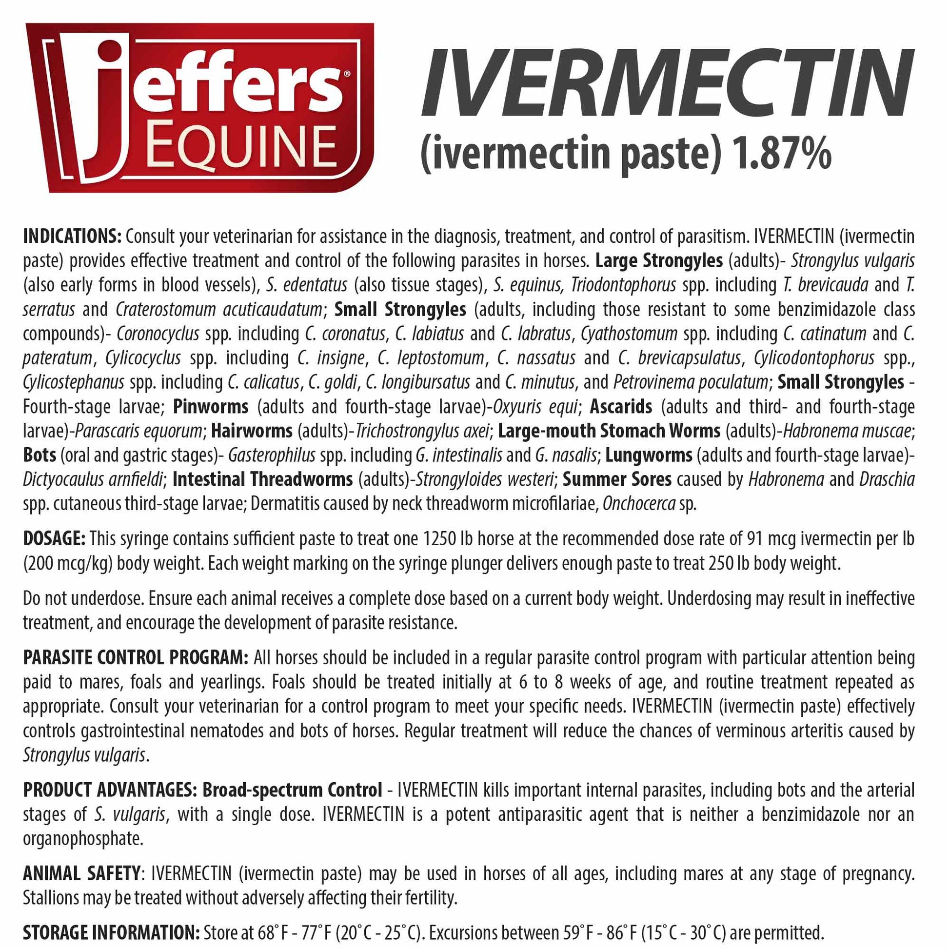 Jeffers Ivermectin Horse Dewormer Gel, Apple Flavored Animal Health & Wellness > Medicine Jeffers