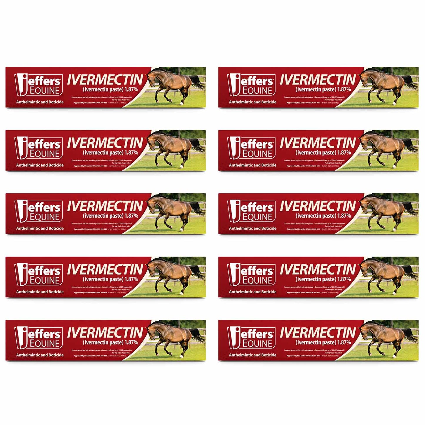 Jeffers Ivermectin Horse Dewormer Gel, Apple Flavored 10 Pack Apple Animal Health & Wellness > Medicine Jeffers