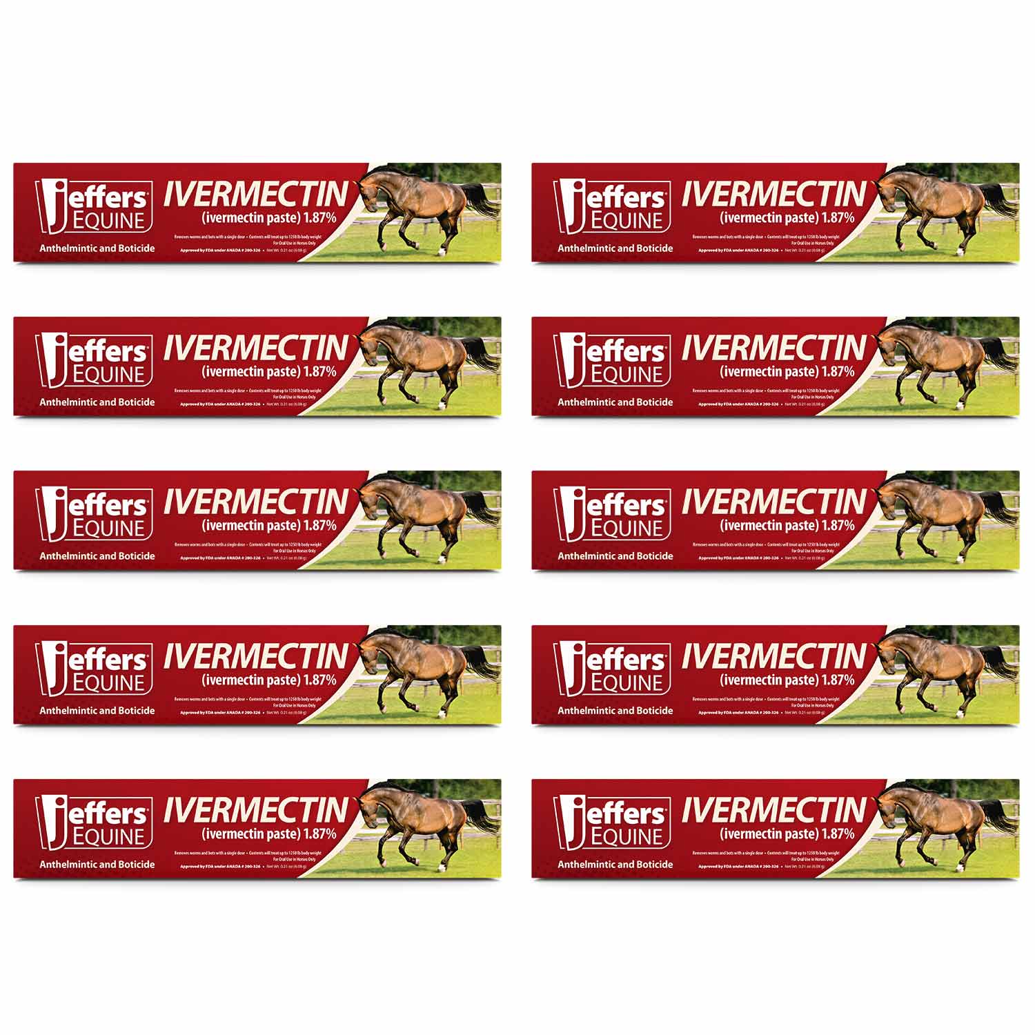 Jeffers Ivermectin Horse Dewormer Gel, Apple Flavored 10 Pack Apple Animal Health & Wellness > Medicine Jeffers