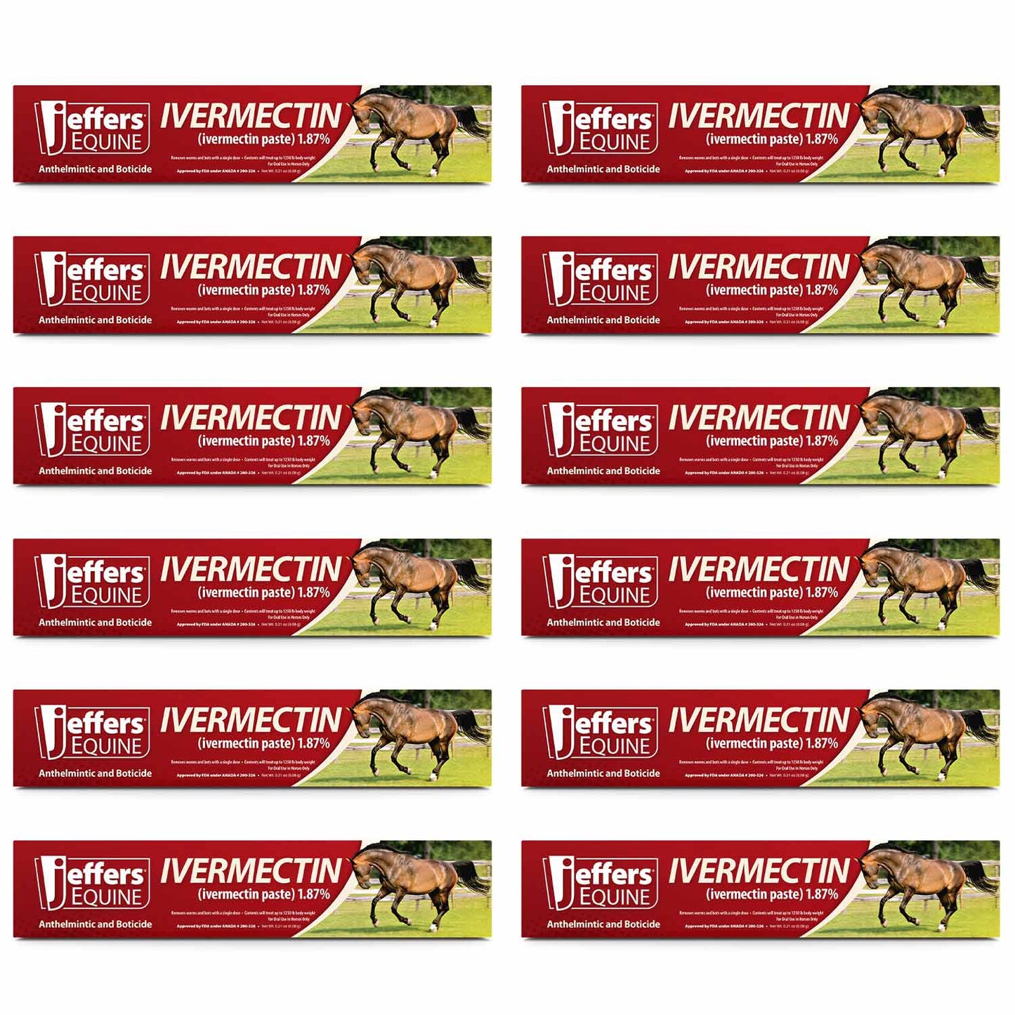 Jeffers Ivermectin Horse Dewormer Gel, Apple Flavored 12 Pack Apple Animal Health & Wellness > Medicine Jeffers