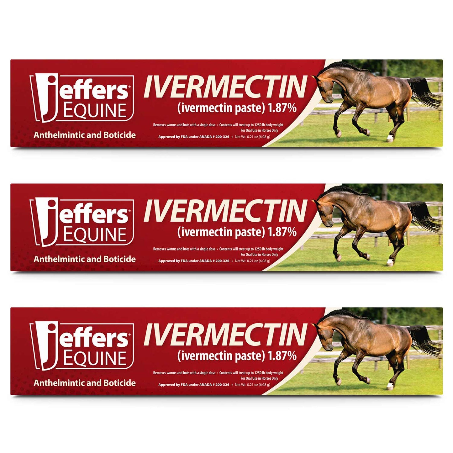 Jeffers Ivermectin Horse Dewormer Gel, Apple Flavored 3 Pack Apple Animal Health & Wellness > Medicine Jeffers