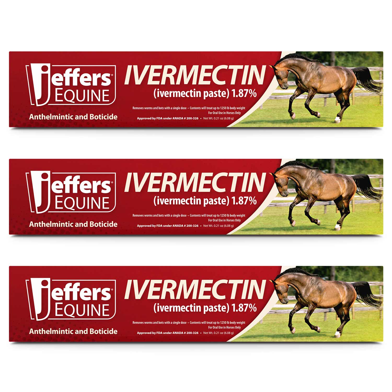 Jeffers Ivermectin Horse Dewormer Gel, Apple Flavored 3 Pack Apple Animal Health & Wellness > Medicine Jeffers