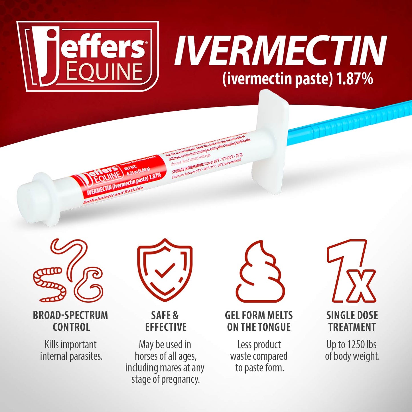 Jeffers Ivermectin Horse Dewormer Gel, Apple Flavored Animal Health & Wellness > Medicine Jeffers