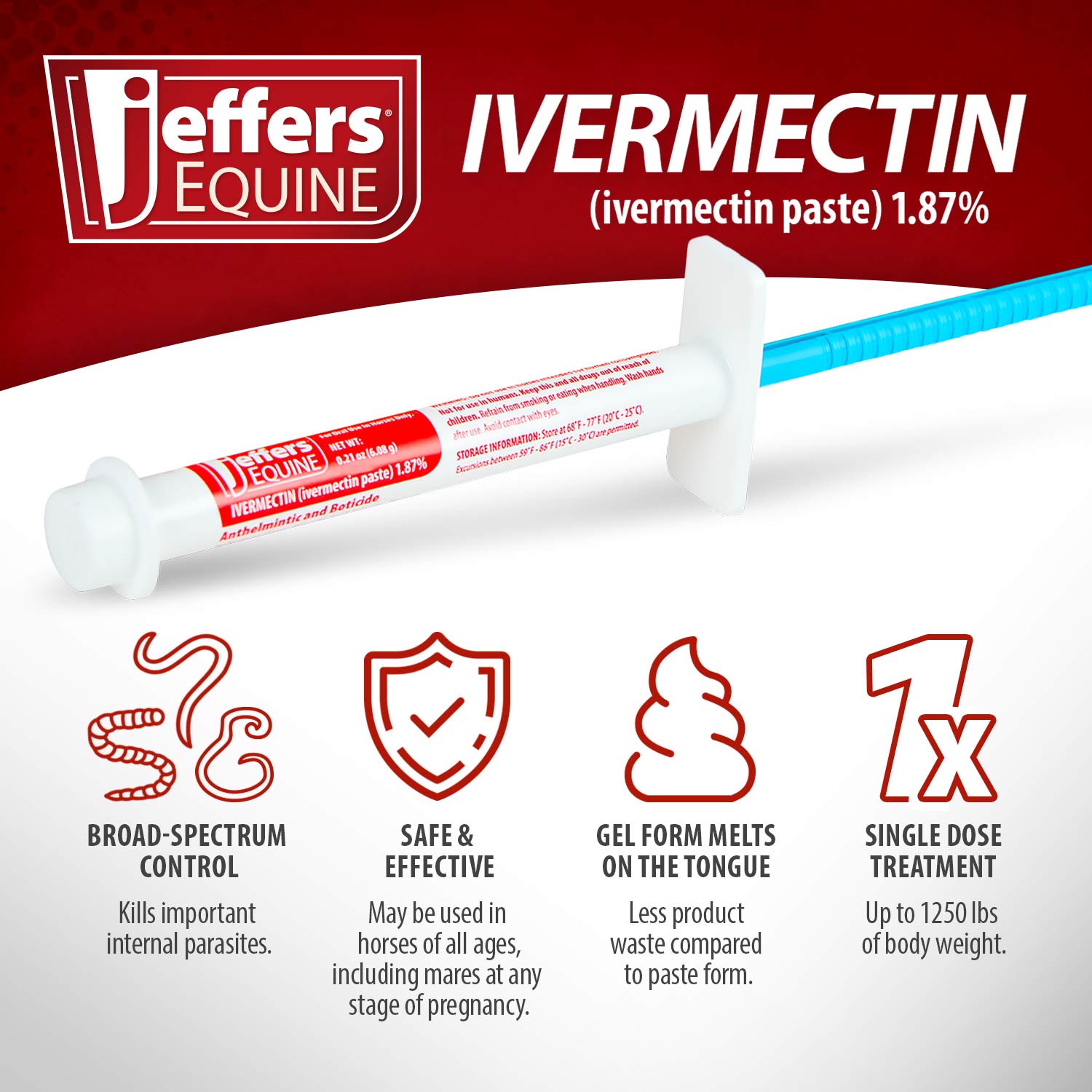 Jeffers Ivermectin Horse Dewormer Gel, Apple Flavored Animal Health & Wellness > Medicine Jeffers