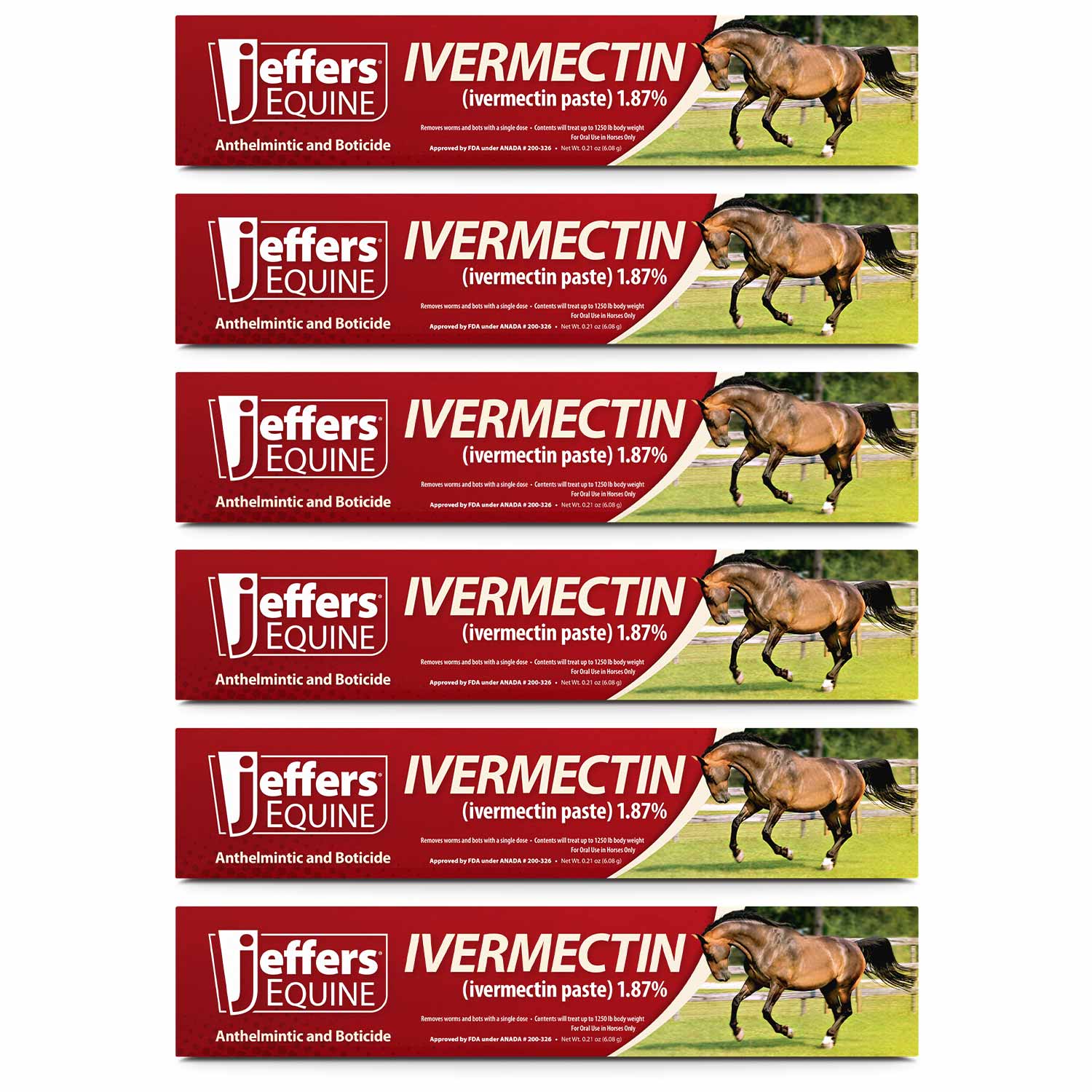 Jeffers Ivermectin Horse Dewormer Gel, Apple Flavored 6 Pack Apple Animal Health & Wellness > Medicine Jeffers