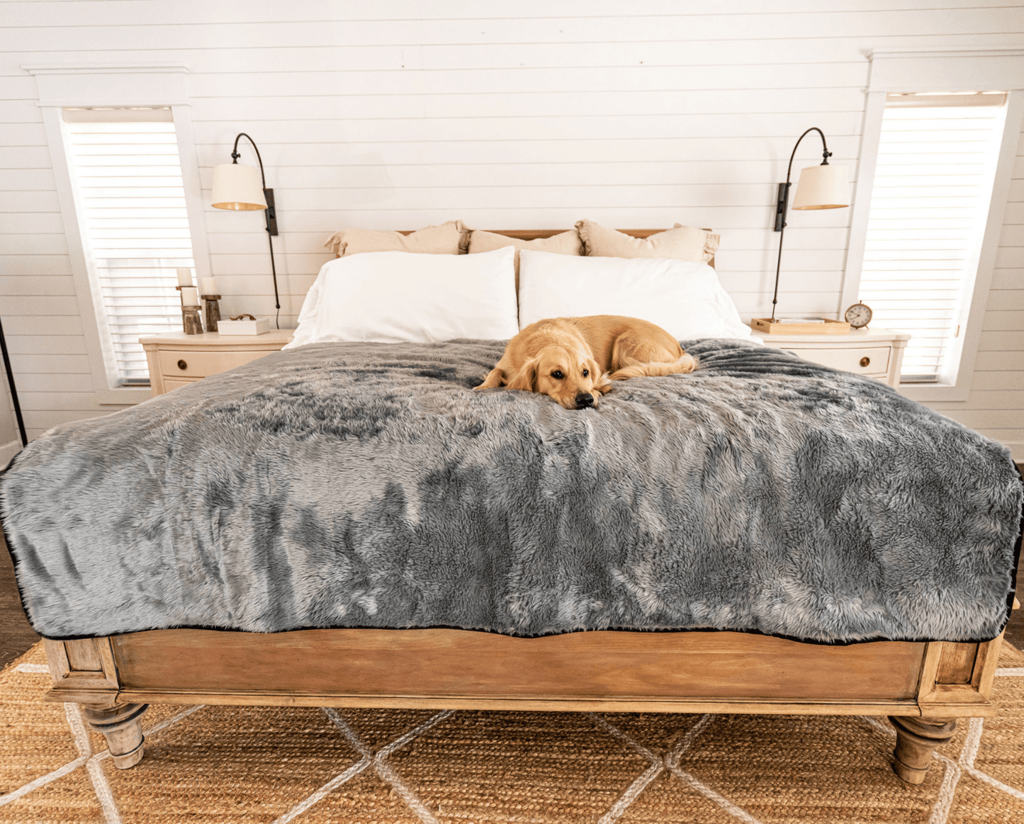 PupProtector™ Summer Short Fur Waterproof Throw Blanket - Charcoal Grey Dog Blanket Paw.com