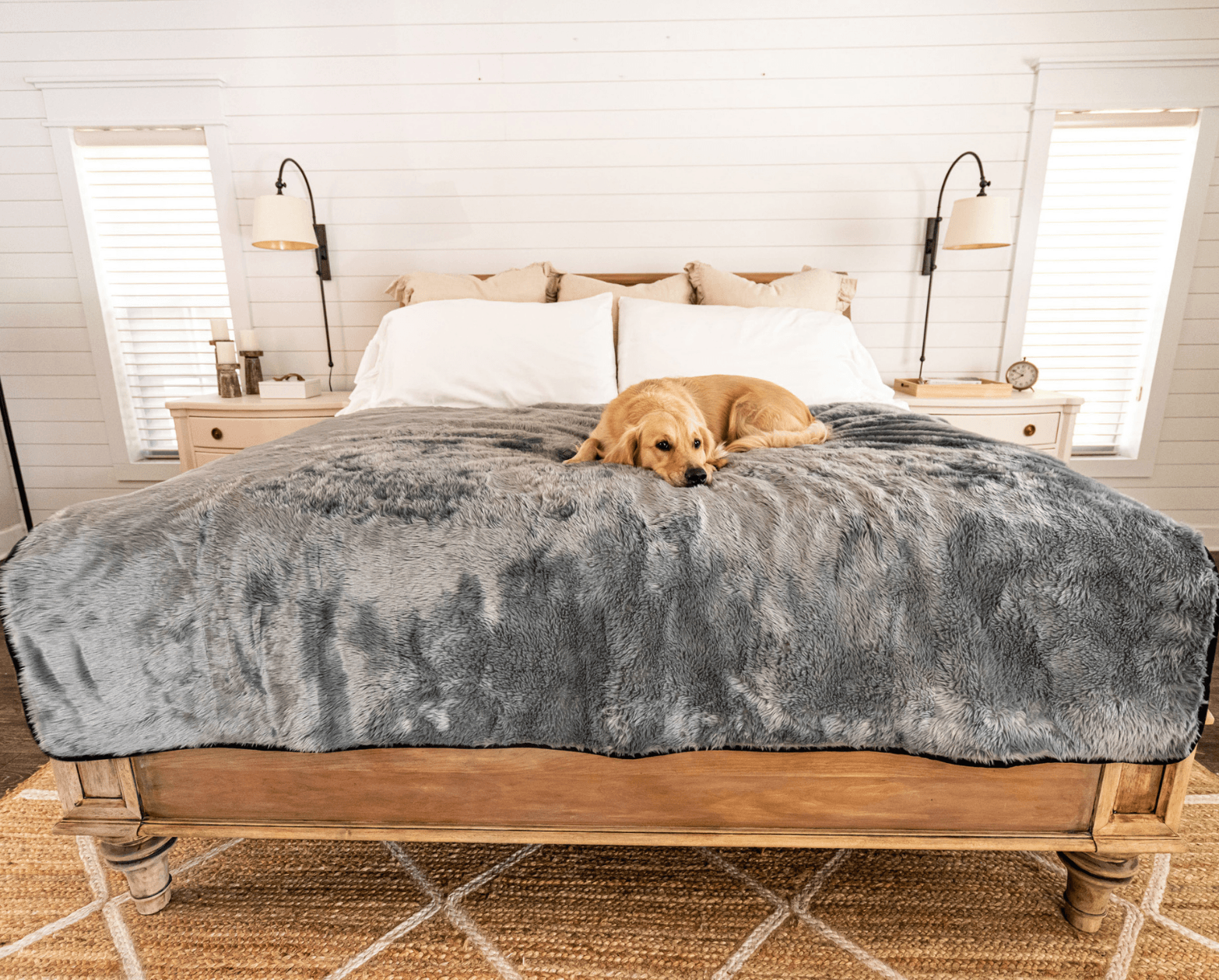 PupProtector™ Summer Short Fur Waterproof Throw Blanket - Charcoal Grey Dog Blanket Paw.com