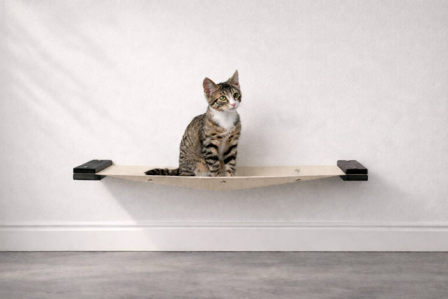 Hanging Cat Bed Hammock Onyx Bamboo Natural Canvas 26" Cat Hammock Catastrophic Creations